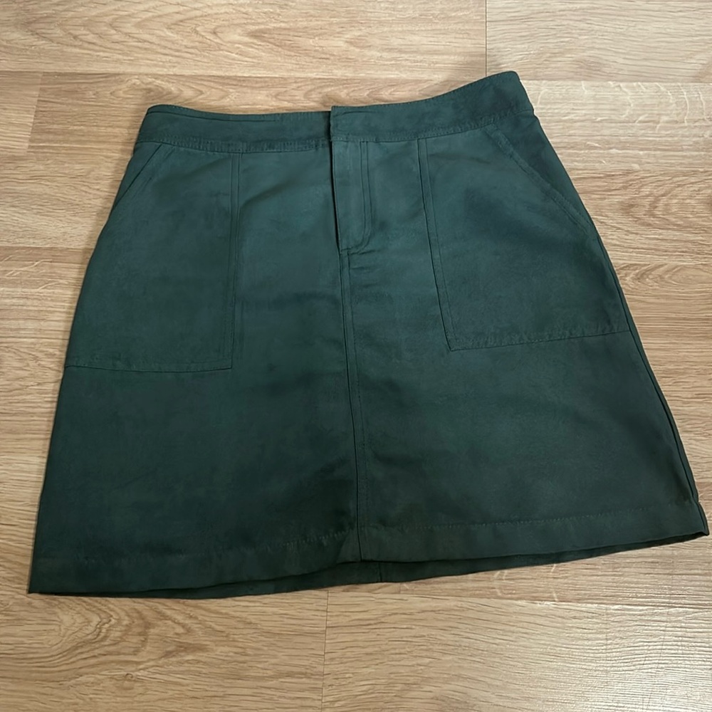Faux suede green skirt
